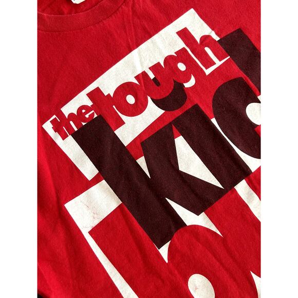 Vtg Nike 80s 90s Red Graphic Tough Kick Butt T Shirt L Single Stitch Made in USA - Picture 4 of 7